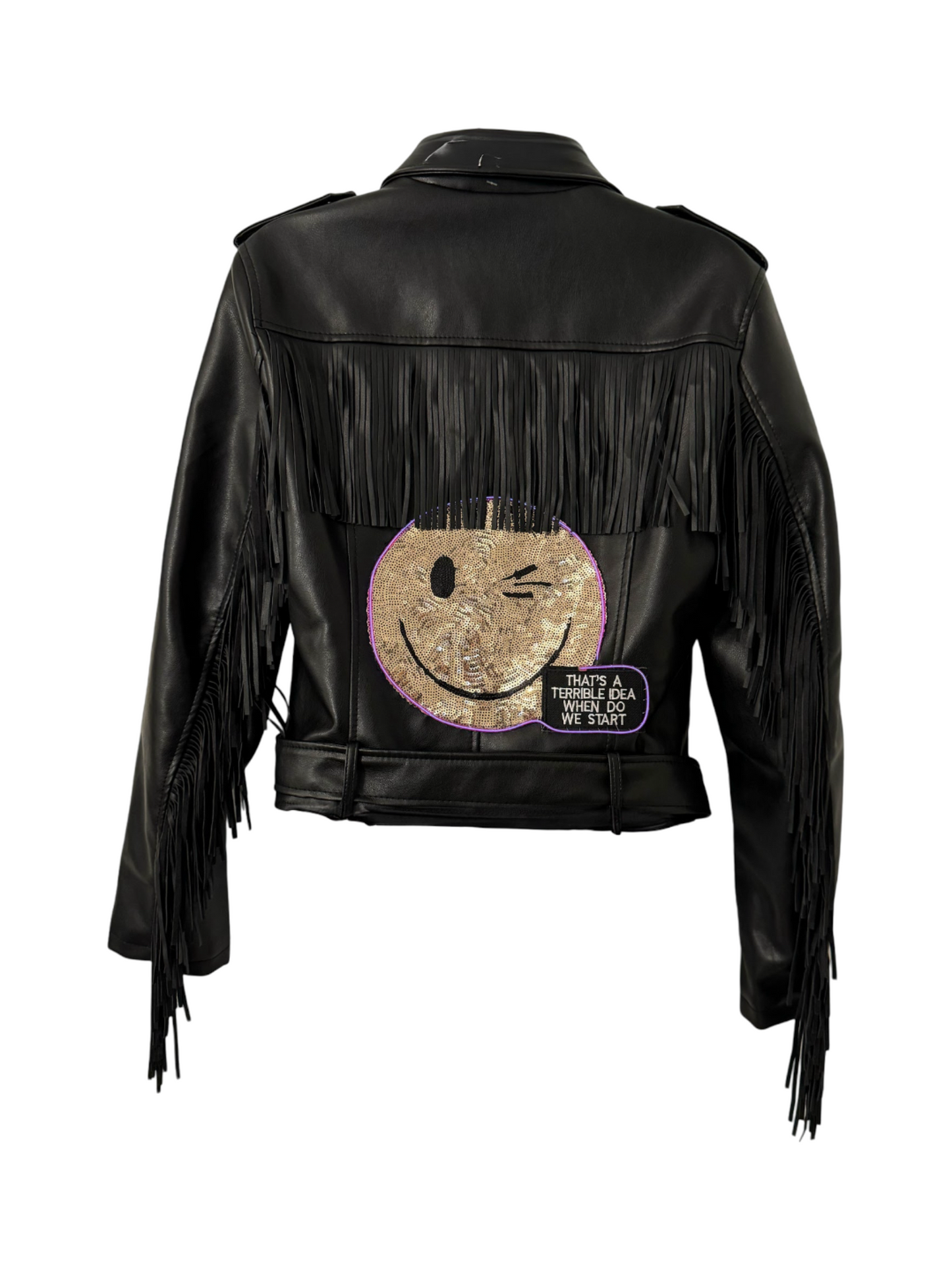 Up To No Good Fringe Leather LED Jacket