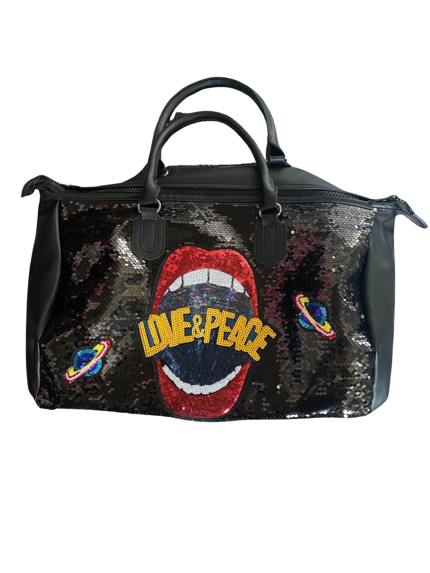 Cosmic Expression Black Sequins Duffle Bag