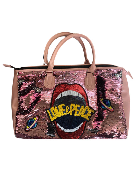 Cosmic Expression Pink Sequins Duffle Bag